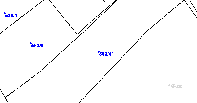 Parcela st. 553/41 v KÚ Korycany, Katastrální mapa
