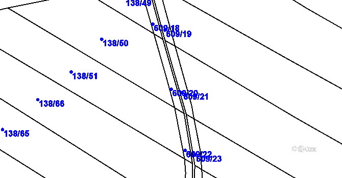Parcela st. 609/20 v KÚ Korycany, Katastrální mapa