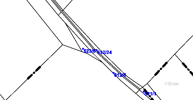 Parcela st. 612/24 v KÚ Korycany, Katastrální mapa