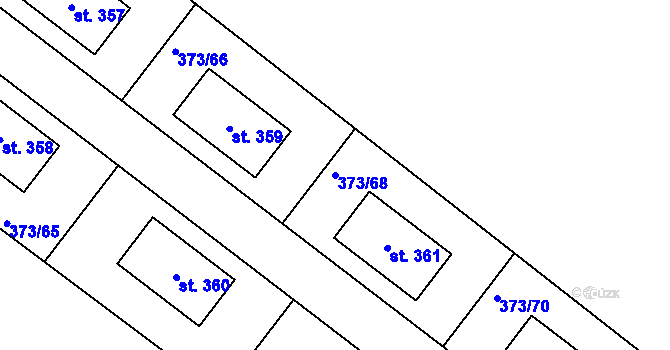 Parcela st. 373/68 v KÚ Korycany, Katastrální mapa
