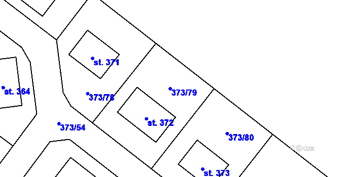 Parcela st. 373/79 v KÚ Korycany, Katastrální mapa