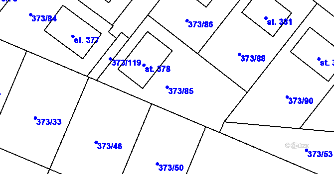 Parcela st. 373/85 v KÚ Korycany, Katastrální mapa