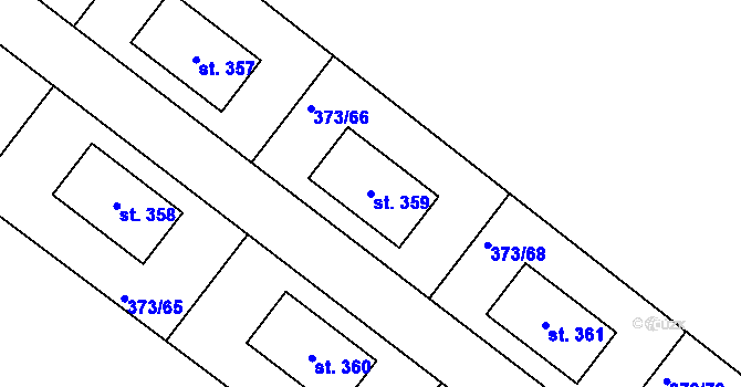 Parcela st. 359 v KÚ Korycany, Katastrální mapa