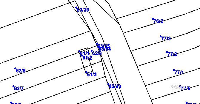Parcela st. 63/101 v KÚ Blišice, Katastrální mapa