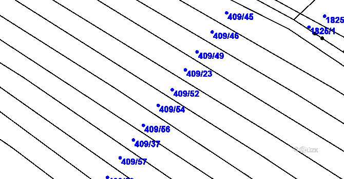 Parcela st. 409/52 v KÚ Blišice, Katastrální mapa