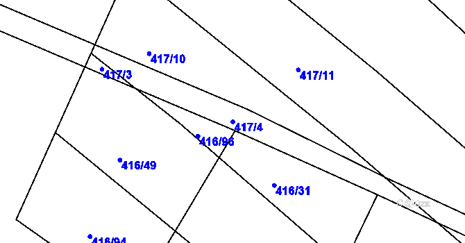 Parcela st. 417/4 v KÚ Blišice, Katastrální mapa