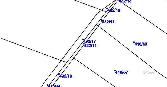 Parcela st. 432/11 v KÚ Blišice, Katastrální mapa