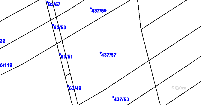 Parcela st. 437/57 v KÚ Blišice, Katastrální mapa