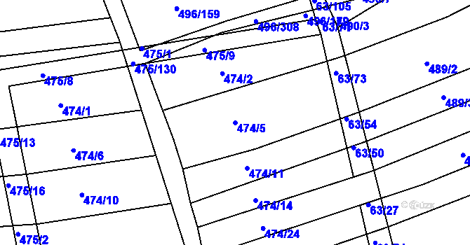 Parcela st. 474/5 v KÚ Blišice, Katastrální mapa