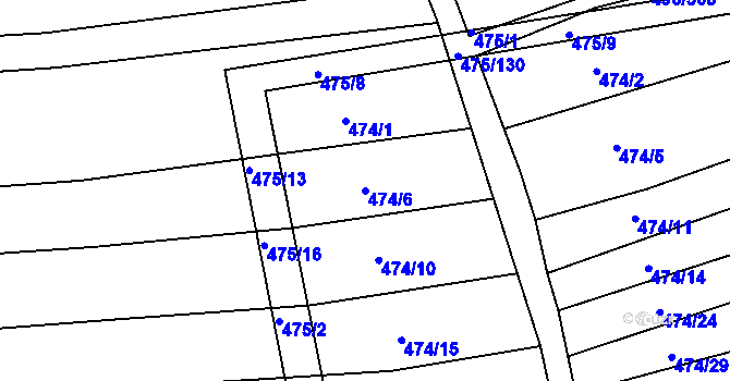 Parcela st. 474/6 v KÚ Blišice, Katastrální mapa