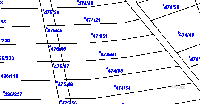 Parcela st. 474/50 v KÚ Blišice, Katastrální mapa