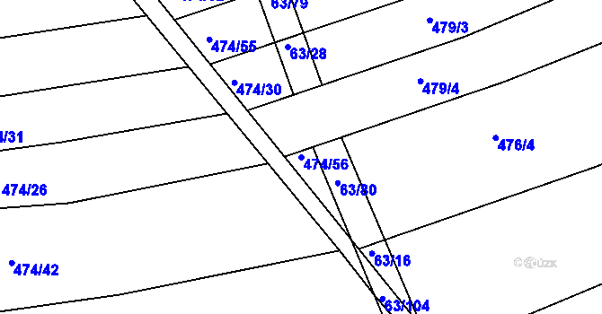 Parcela st. 474/56 v KÚ Blišice, Katastrální mapa