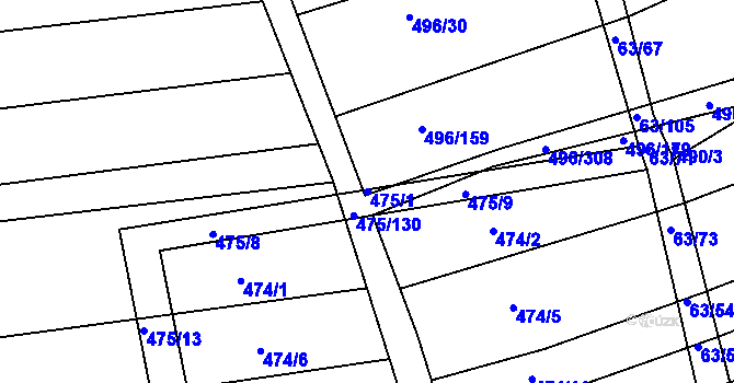 Parcela st. 475/1 v KÚ Blišice, Katastrální mapa