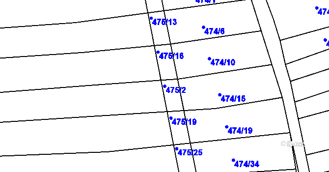 Parcela st. 475/2 v KÚ Blišice, Katastrální mapa
