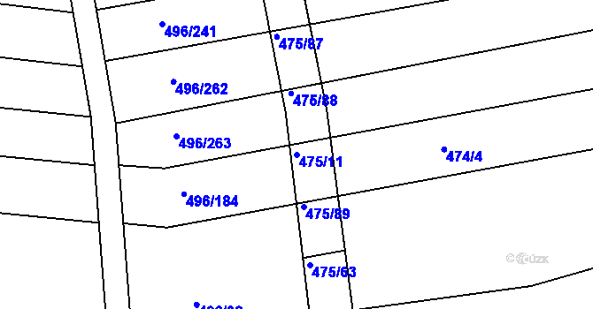 Parcela st. 475/11 v KÚ Blišice, Katastrální mapa