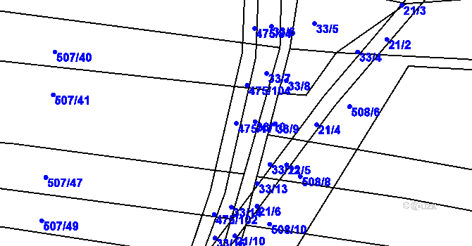 Parcela st. 475/17 v KÚ Blišice, Katastrální mapa