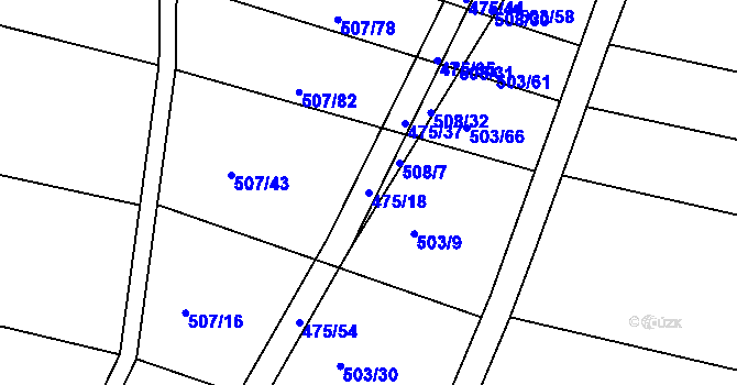 Parcela st. 475/18 v KÚ Blišice, Katastrální mapa