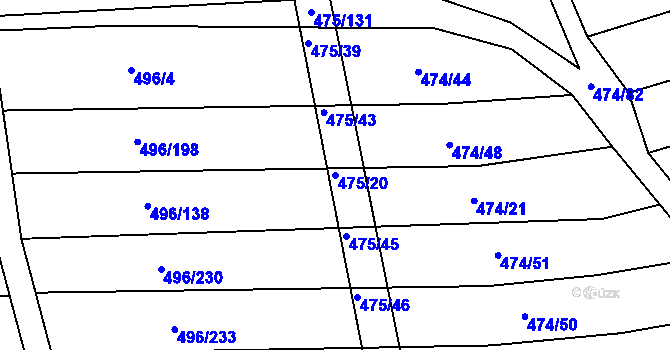 Parcela st. 475/20 v KÚ Blišice, Katastrální mapa