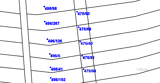 Parcela st. 475/40 v KÚ Blišice, Katastrální mapa