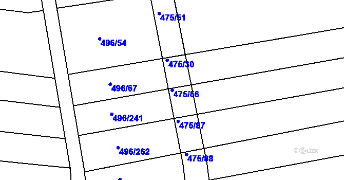 Parcela st. 475/56 v KÚ Blišice, Katastrální mapa