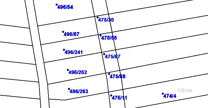 Parcela st. 475/87 v KÚ Blišice, Katastrální mapa