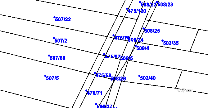 Parcela st. 475/97 v KÚ Blišice, Katastrální mapa