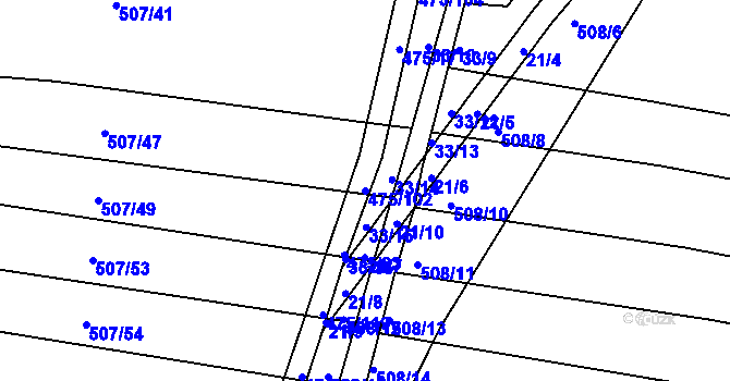 Parcela st. 475/102 v KÚ Blišice, Katastrální mapa