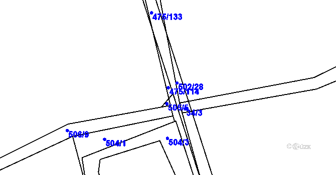 Parcela st. 475/114 v KÚ Blišice, Katastrální mapa