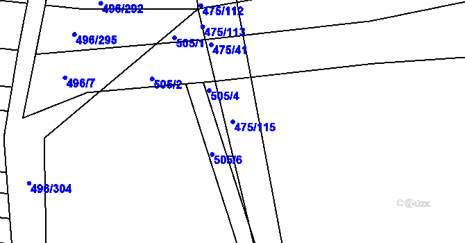 Parcela st. 475/115 v KÚ Blišice, Katastrální mapa