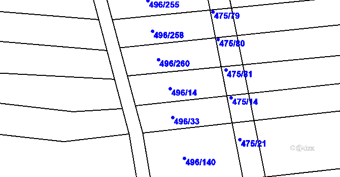 Parcela st. 496/14 v KÚ Blišice, Katastrální mapa