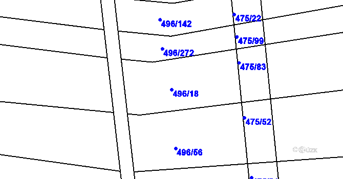 Parcela st. 496/18 v KÚ Blišice, Katastrální mapa