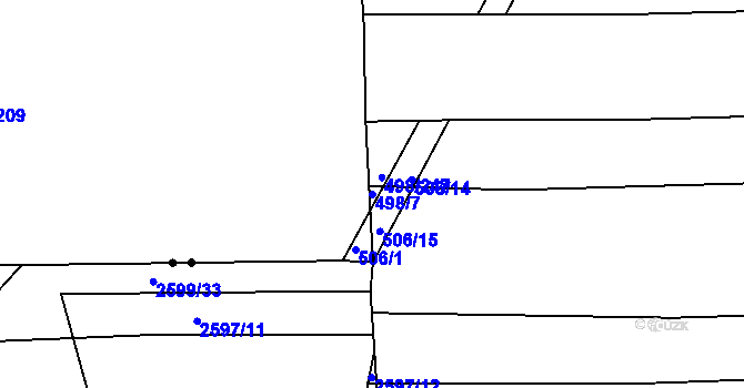 Parcela st. 498/7 v KÚ Blišice, Katastrální mapa