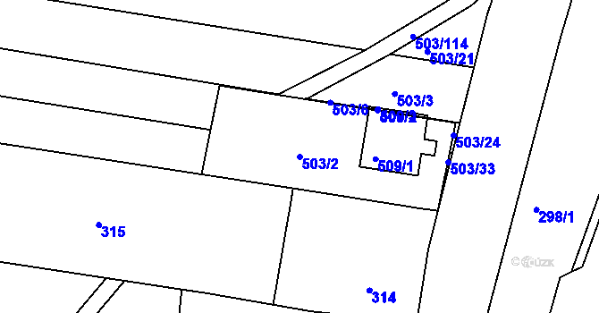 Parcela st. 503/2 v KÚ Blišice, Katastrální mapa