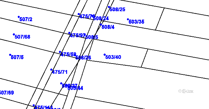 Parcela st. 503/40 v KÚ Blišice, Katastrální mapa