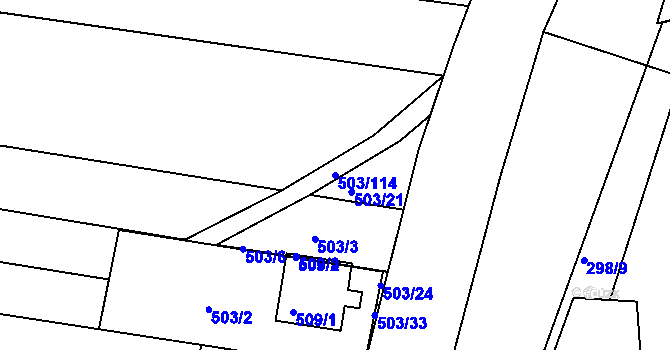 Parcela st. 503/114 v KÚ Blišice, Katastrální mapa