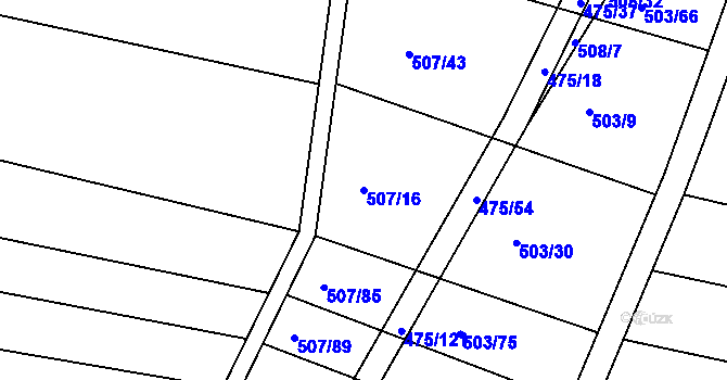 Parcela st. 507/16 v KÚ Blišice, Katastrální mapa