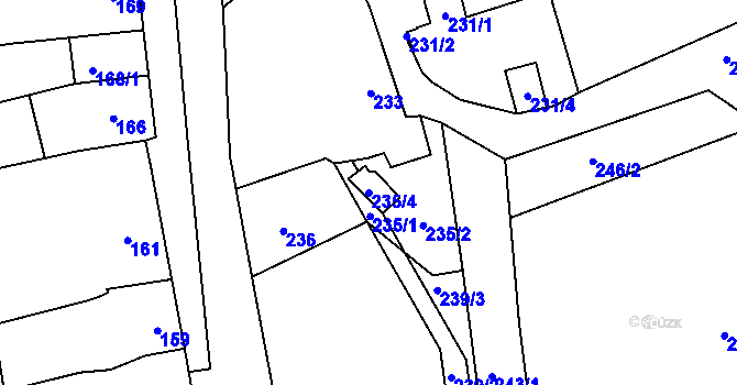 Parcela st. 235/4 v KÚ Blišice, Katastrální mapa