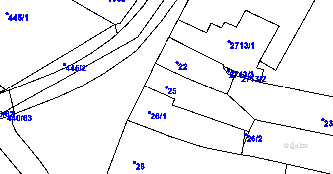 Parcela st. 25 v KÚ Koryčany, Katastrální mapa