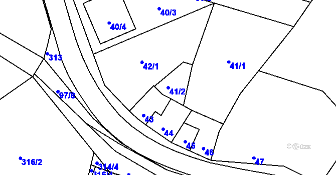 Parcela st. 41/2 v KÚ Koryčany, Katastrální mapa