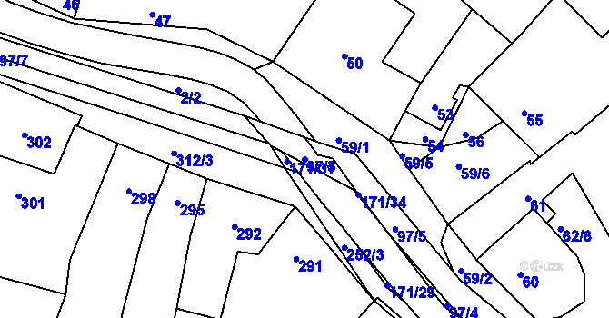 Parcela st. 97/3 v KÚ Koryčany, Katastrální mapa