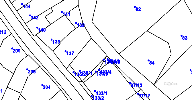 Parcela st. 136 v KÚ Koryčany, Katastrální mapa
