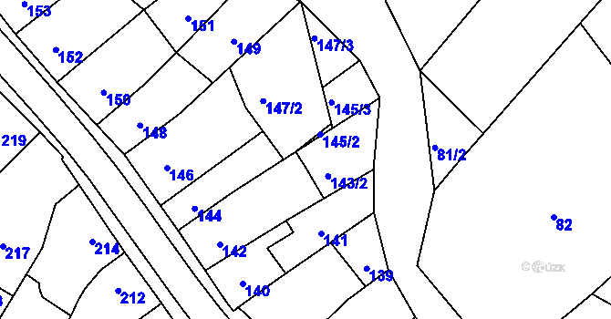 Parcela st. 143/1 v KÚ Koryčany, Katastrální mapa