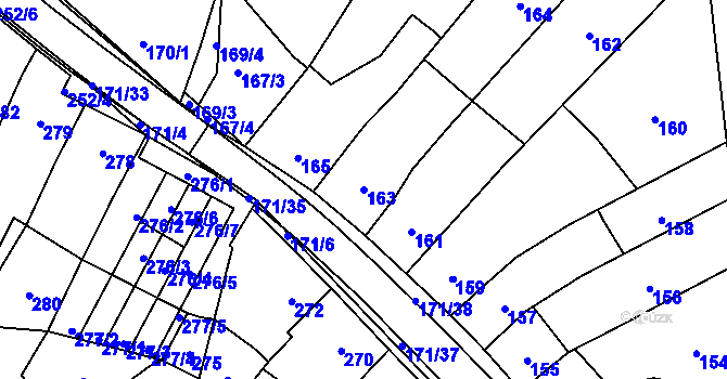 Parcela st. 163 v KÚ Koryčany, Katastrální mapa