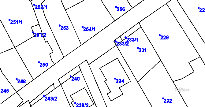 Parcela st. 236 v KÚ Koryčany, Katastrální mapa
