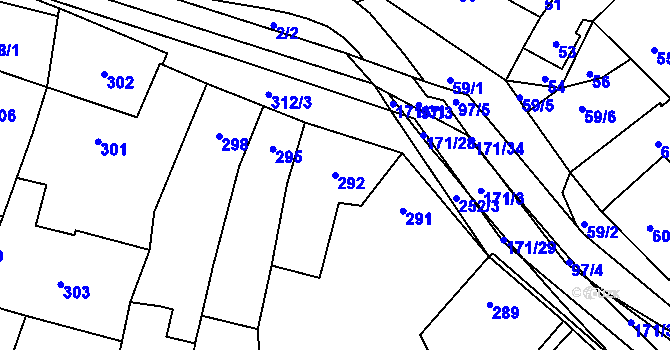 Parcela st. 292 v KÚ Koryčany, Katastrální mapa