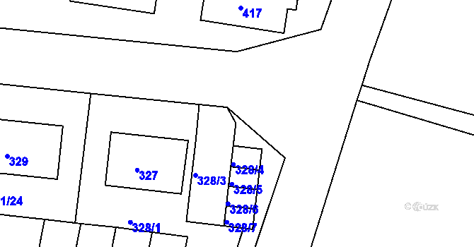 Parcela st. 331/2 v KÚ Koryčany, Katastrální mapa