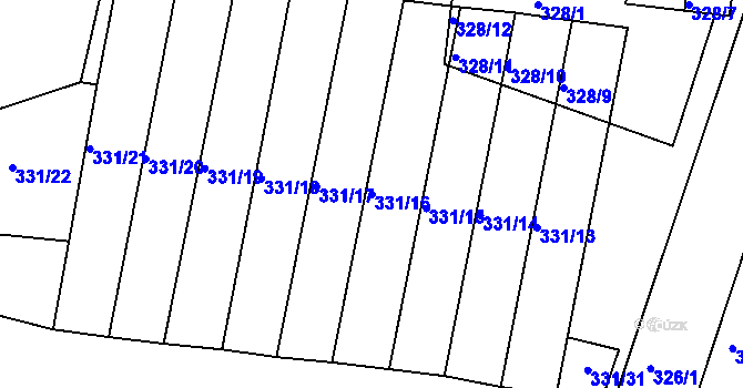 Parcela st. 331/16 v KÚ Koryčany, Katastrální mapa