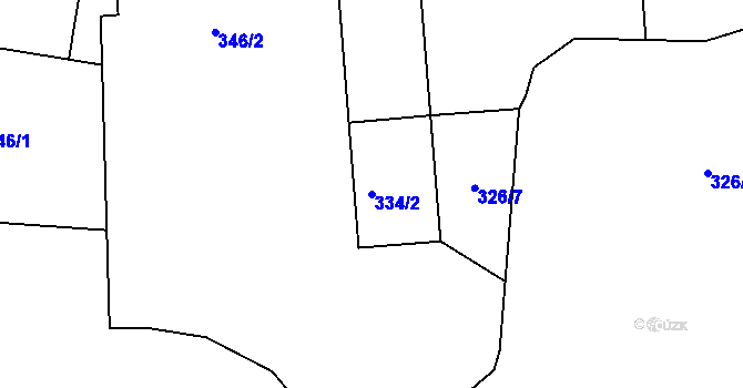 Parcela st. 334/2 v KÚ Koryčany, Katastrální mapa