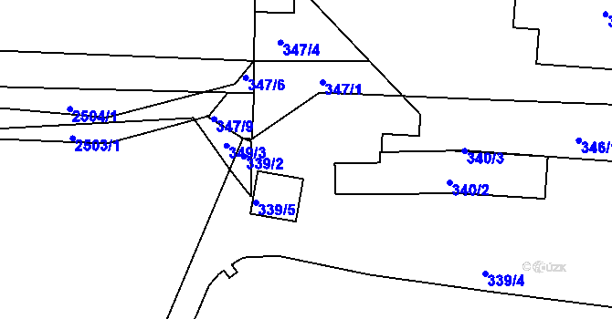 Parcela st. 347/2 v KÚ Koryčany, Katastrální mapa