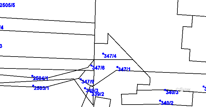 Parcela st. 347/4 v KÚ Koryčany, Katastrální mapa